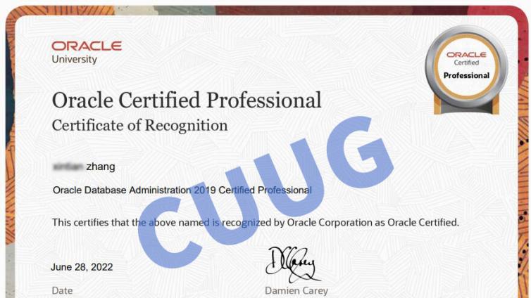 6月28日，张同学OCP证书